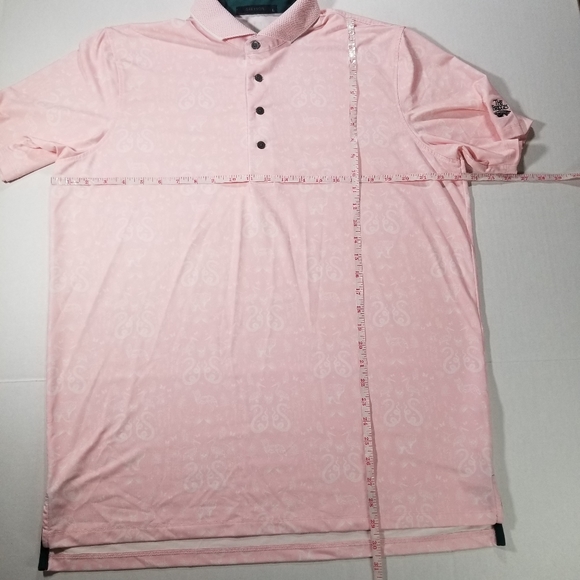Greyson Golf Polo Performance Size Large All Over Print Pink Animal The Bridges - Picture 7 of 9
